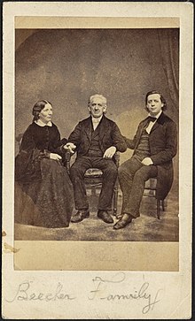 Photograph of Harriet Beecher Stowe, Henry Ward Beecher, and Lyman Beecher