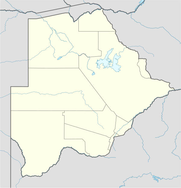 Map of Botswana with the teams of the 2023–24 Botswana Premier League