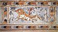 Bull leaping fresco(1600-1450 BC) from Knossos palace, acrobats leaping across a bull