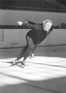 Helga Hasse skating in an ice rink