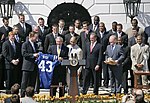 President George W. Bush congratulates the Colts on their Super Bowl XLI win.
