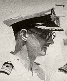Naval officer in tropical whites uniform and spectacles