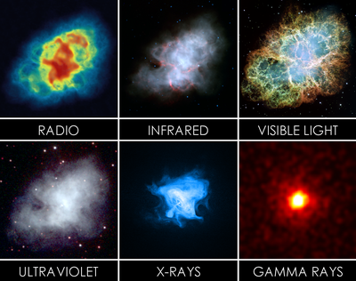 Radio, infrared, visible, ultraviolet, x-ray and gamma ray