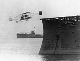 Eugene Burton Ely taking off from USS Birmingham
