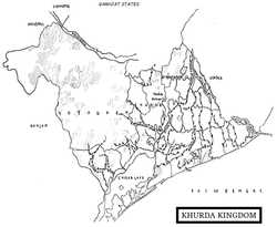 Extent of the Khurda Kingdom in 18th century (c. 1720s-1740s)