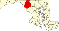 Location of Frederick County in Maryland