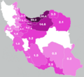 Mazanderanischsprachige Bevölkerung nach Provinzen