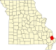 A state map highlighting Scott County in the southeastern part of the state.