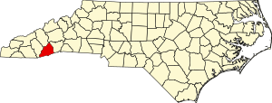 Map of North Carolina highlighting Transylvania County