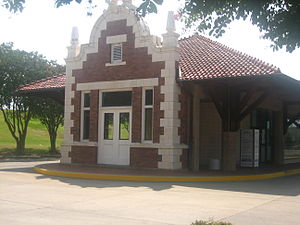 Former Missouri Pacific Railroad depot in downtown historic district