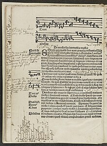 Leaf from Johannes Cochlaeus' Musica, 1507, printed text and musical notation woodcuts