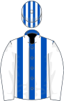 Royal Blue and White stripes, White sleeves