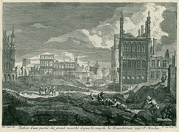 The surroundings of the King's House after the bombardment