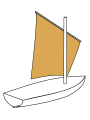 A lugsail has a tall asymmetrical shape.