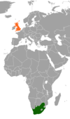 Location map for South Africa and the United Kingdom.