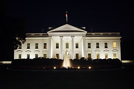 The White House at night, viewed from the north