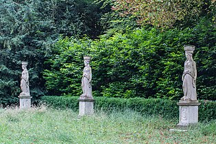 Three of Six Caryatids, At Coronation Avenue, At Anglesey Abbey, Cambridgeshire.