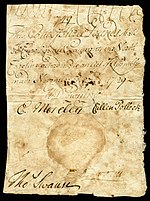 North Carolina colonial currency, 3 pounds sterling, 1729 (obverse)