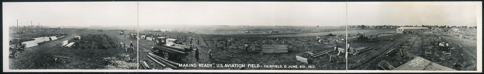 Construction in progress at Wilbur Wright Field (June 9, 1917)