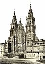 Westside main façade of the Cathedral towards Plaza del Obradoiro, Collotype 1889
