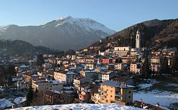 Panorama of the town in winter