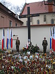 Candlelight vigil at the Katyń Memorial Cross at the Church of St. Giles, Kraków following the Smolensk air disaster