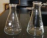 An Erlenmeyer and a filtering flask.