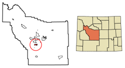Location of Lander in Fremont County, Wyoming.