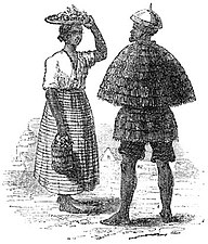 Illustration of an Ilocano man and woman. The man is wearing a kattukong. c.1820
