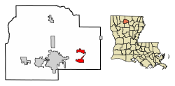 Location of Choudrant in Lincoln Parish, Louisiana.