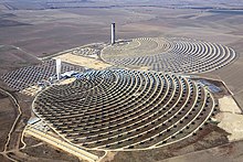 The PS10 and PS20 solar power plant near Seville, in Andalusia, Spain.