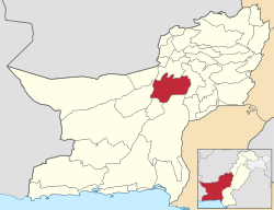 Karte von Pakistan, Position von Distrikt Kalat hervorgehoben