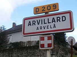 A road sign in Arvillard