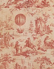 Toile de Jouy printed fabric, with balloon design (1784)