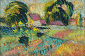 c. 1905, Hameau des environs de Rouen, oil on canvas, 22 × 33 cm