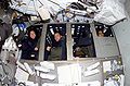Mission STS-107 crew in bunk beds on the middeck of the Space Shuttle.