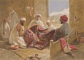 A Muslim shawl making family in Kashmir. 1867. Cashmere shawl manufactory, chromolith., William Simpson.