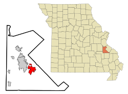 Location of Farmington, Missouri
