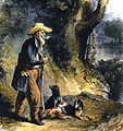 The Great Traveller Charles Alexandre Lesueur in the Forest Lithograph after the watercolor: Lesueur, the Naturalist at New Harmony by Karl Bodmer, c. 1832–1834