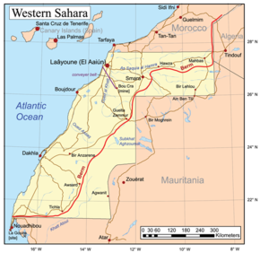 A map of Western Sahara