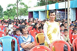 A local woman asking about Govt. schemes during the interactive session, at the Public Information Campaign on Bharat Nirman, at Tynring, E. Khasi Hills district of Meghalaya on September 21, 2013