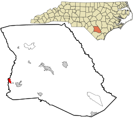 Location in Bladen County and the state of North Carolina.