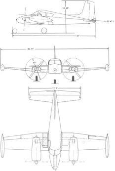 3-view line drawing of the Cessna L-27A