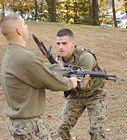 US Marines at bayonet practice in 2005.
