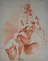 Italian sanguine drawing of a male nude, 18th century