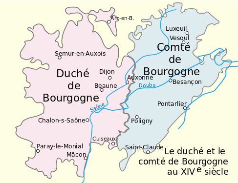 Duchy and County of Burgundy during the 14th century.