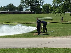 Hydrant testing by firefighters