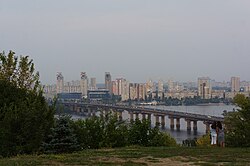 View on the Left Bank of Dnipro, with Darnytsia neighborhoods seen on the right in the background