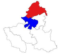 Location in Palaung SAZ and Kyaukme district (in red)