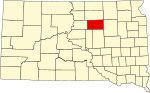 State map highlighting Faulk County